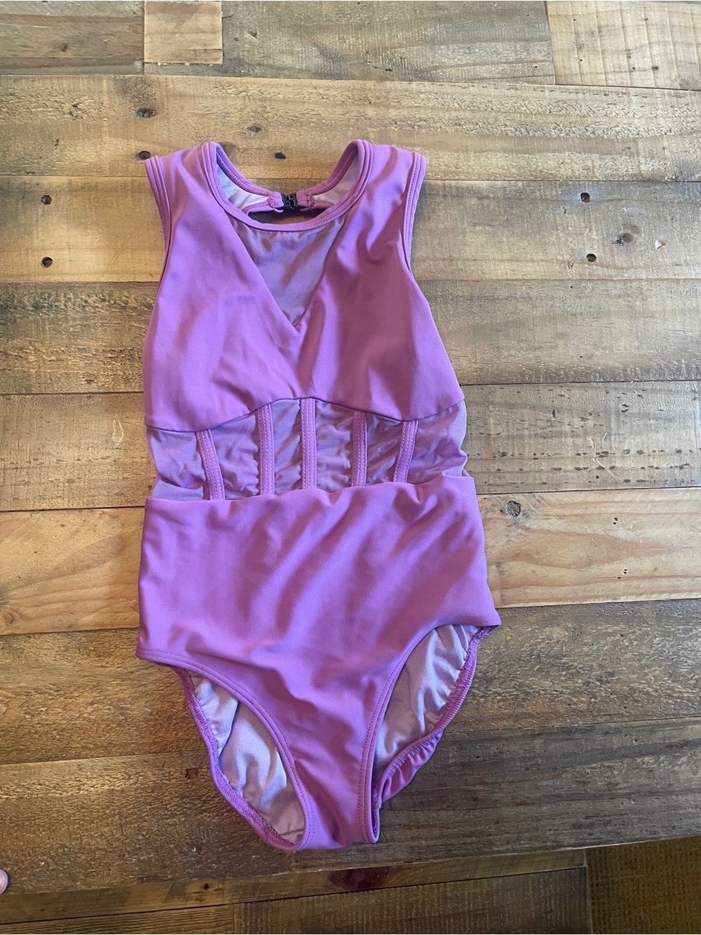 Five Dancewear Purple Leotard with Sheer Waist Panels; Youth Large